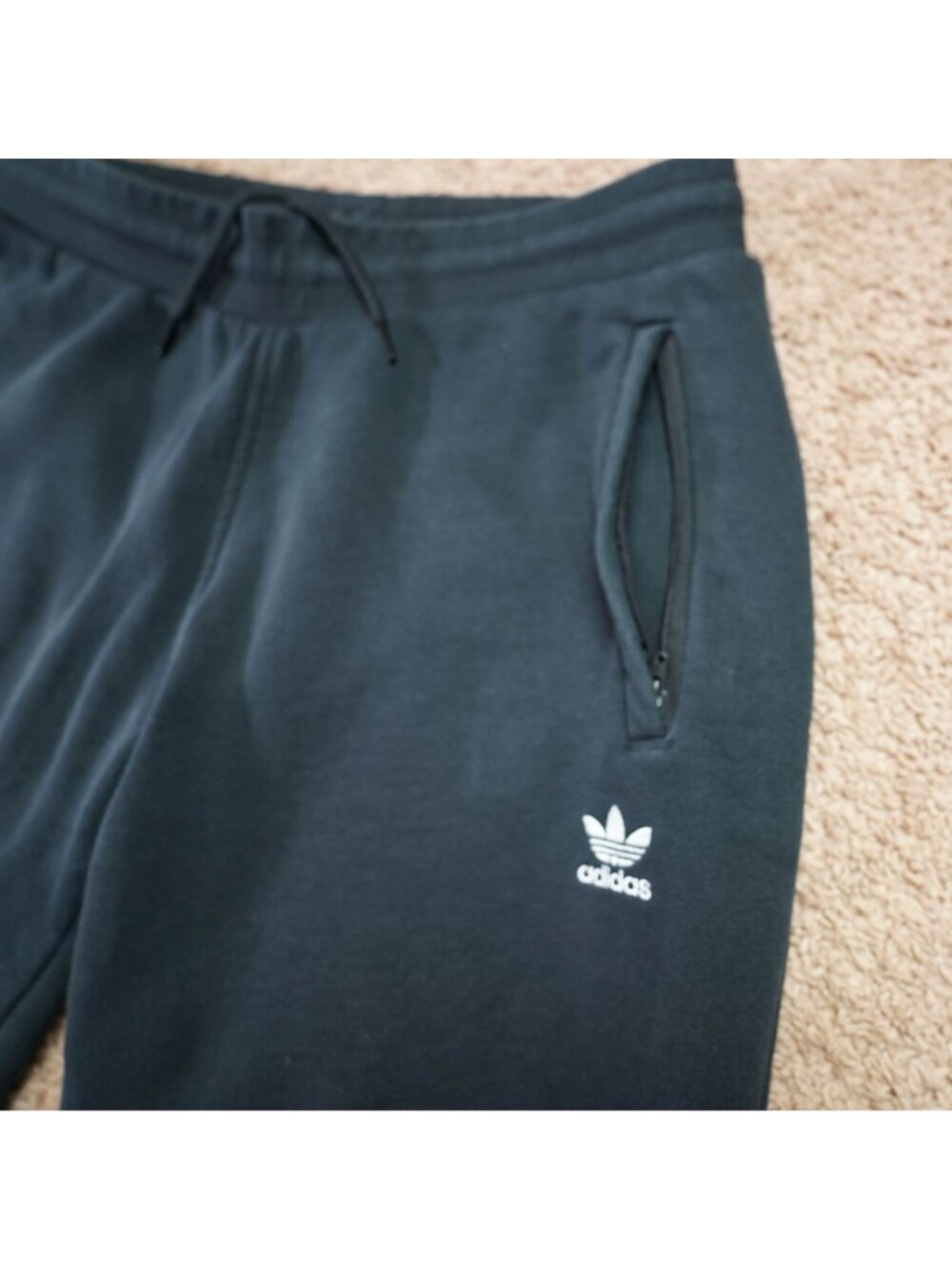 Adidas Jogger Sweatpants Mens L Black Zipped Pockets Loungewear Athletic - Picture 4 of 10
